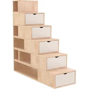 ABC MEUBLES Treppenregal 150 cm - Naturlack/Weiß