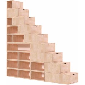 ABC MEUBLES Treppenregal 225 cm - Roh (ohne Lack)