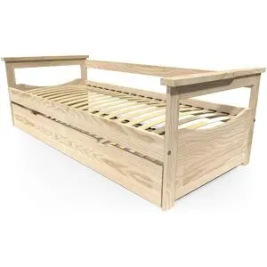 ABC MEUBLES Ausziehbett 90x200 Topaze aus Massivholz - Roh (ohne Lack)