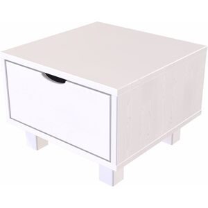 ABC MEUBLES Nachttisch holz Cube + Schublade - Weiß