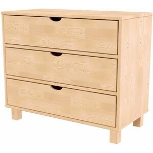 ABC MEUBLES Cube Holzkommode mit 3 Schubladen - Roh (ohne Lack)