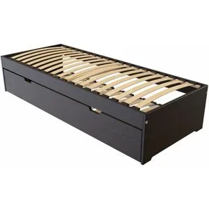ABC MEUBLES Ausziehbett 70x190 Malo aus Massivholz - Schwarz