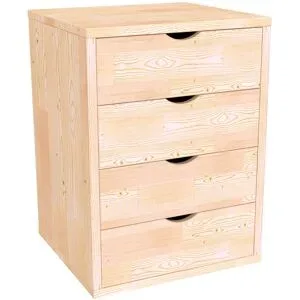 ABC MEUBLES Schubladencontainer mit 4 Schubladen - Roh (ohne Lack)