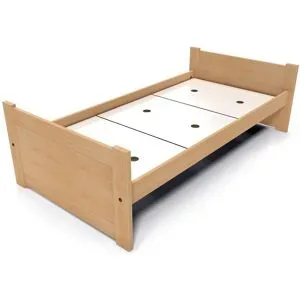 ABC MEUBLES Bett 90x190 1 Platz Holz Buche Solo - Roh (ohne Lack)