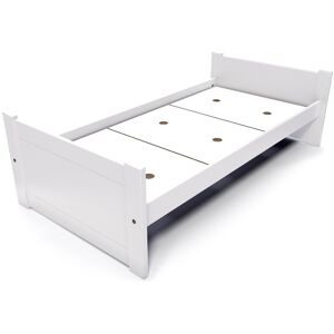 ABC MEUBLES Bett 90x190 1 Platz Holz Buche Solo - Weiß