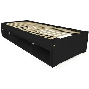 ABC MEUBLES Bett mit Stauraum Maël 90x200 - Schwarz