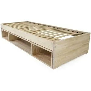 ABC MEUBLES Bett mit Stauraum Maël 90x200 - Roh (ohne Lack)