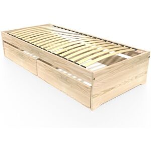 ABC MEUBLES Bett mit Schublade 90x190 Malo - Roh (ohne Lack)