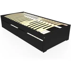 ABC MEUBLES Bett mit Schublade 90x190 Malo - Schwarz