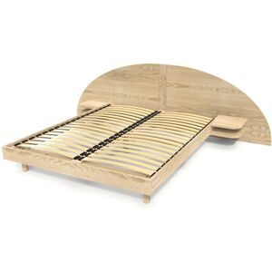 ABC MEUBLES 2 Sitzer Holzbett 140x190 mit Kopfteil und Nachttischen ARC - Roh (ohne Lack)