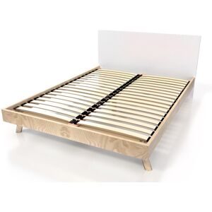 ABC MEUBLES Skandinavisches Bett Viking 140x200 aus Massivholz - Naturlack/Weiß