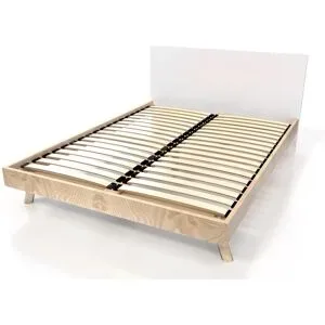 ABC MEUBLES Skandinavisches Bett Viking 160x200 aus Massivholz - Naturlack/Weiß