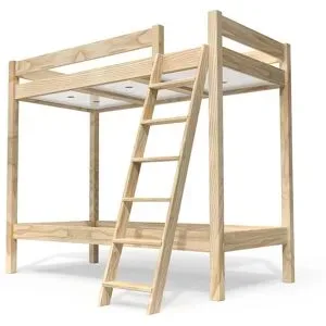 ABC MEUBLES Etagenbett 2 Plätze 90x190 geneigte Skala Holz ABC - Roh (ohne Lack)