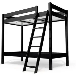 ABC MEUBLES Etagenbett 2 Plätze 90x190 geneigte Skala Holz ABC - Schwarz