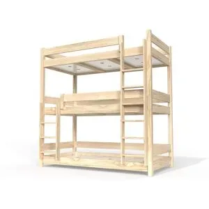 ABC MEUBLES Etagenbett 3 Plätze 90X190 holz ABC - Roh (ohne Lack)