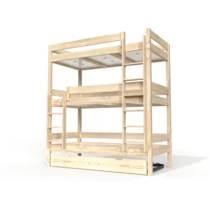 ABC MEUBLES Etagenbett 4 Plätze 90X190 holz ABC - Roh (ohne Lack)