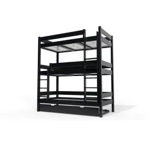ABC MEUBLES Etagenbett 4 Plätze 90X190 holz ABC - Schwarz