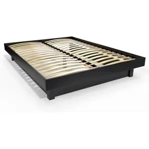 ABC MEUBLES Plattformbett 140x200 aus Massivholz - Schwarz