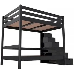 ABC MEUBLES Doppelstockbett Sylvia 140x200 - Schwarz