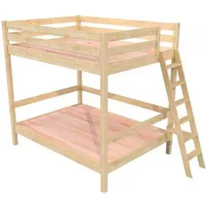 ABC MEUBLES Etagenbett 2-Sitzer 160x200 für Erwachsene Treppe Holz Sylvia - Roh (ohne Lack)