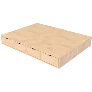 ABC MEUBLES Doppelbett mit stauraum Cube - 140x200 - Roh (ohne Lack)