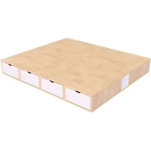 ABC MEUBLES Doppelbett mit stauraum Würfel - 160x200 - Naturlack/Weiß