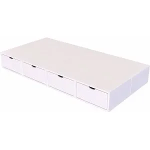 ABC MEUBLES Bett mit Schubladen 90x200 Würfel - Weiß