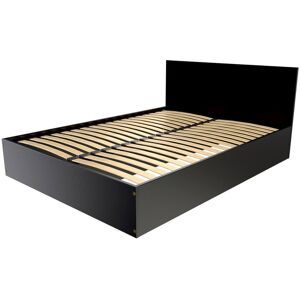 ABC MEUBLES Bettkasten 2 Sitzer aus Holz mit Kopfteil - 160x200 - Schwarz