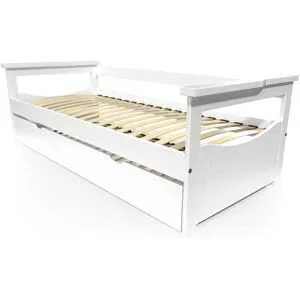 ABC MEUBLES Ausziehbett 80x200 Topaze aus Massivholz - Weiß