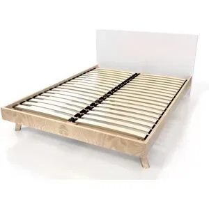 ABC MEUBLES Skandinavisches Bett Viking 140x190 aus Massivholz - Naturlack/Weiß
