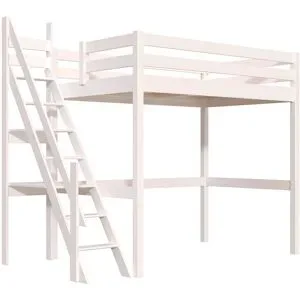 ABC MEUBLES Hochbett holz Sylvia 120x200 mit Müllertreppe - Weiß