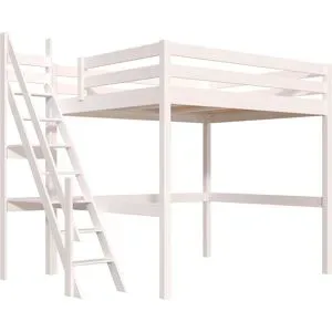 ABC MEUBLES Hochbett 160x200 Sylvia mit Müllertreppe - Weiß