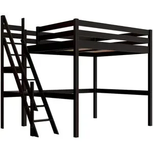 ABC MEUBLES Hochbett 160x200 Sylvia mit Müllertreppe - Schwarz