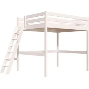 ABC MEUBLES Hochbett aus holz Sylvia 160x200 schräger Leiter - Weiß