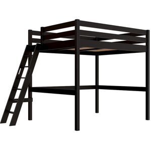 ABC MEUBLES Hochbett aus holz Sylvia 160x200 schräger Leiter - Schwarz