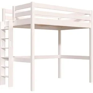 ABC MEUBLES Hohes bett 1 Person Holz Sylvia 120x190 gerade Leiter - Weiß