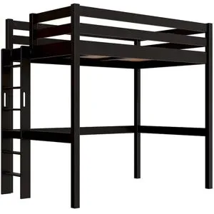 ABC MEUBLES Hohes bett 1 Person Holz Sylvia 120x190 gerade Leiter - Schwarz