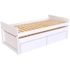 ABC MEUBLES Ausziehbares bett 90x200 Maxi aux Massivholz mit Schubladen - Weiß