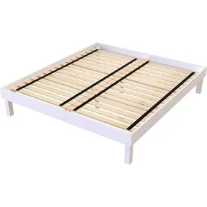 ABC MEUBLES Queensize Bett 180x200 Massivholz Komfort - Weiß