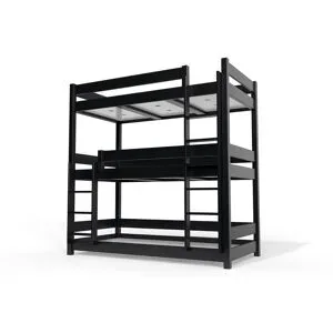 ABC MEUBLES Etagenbett 3 Plätze 90X200 holz ABC - Schwarz