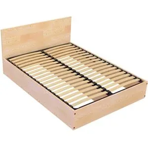 ABC MEUBLES Bettkasten 2 Sitzer aus Massivholz mit Kopfteil - 140x200 - Roh (ohne Lack)