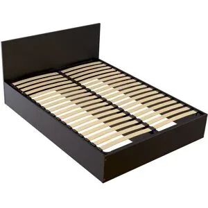 ABC MEUBLES Bettkasten 2 Sitzer aus Massivholz mit Kopfteil - 140x200 - Schwarz