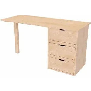 ABC MEUBLES Schreibtisch aus massivholz 3 Schubladen Würfel - Roh (ohne Lack)