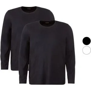 LIVERGY® Herren Langarmshirts, 2 Stück, aus reiner Baumwolle
