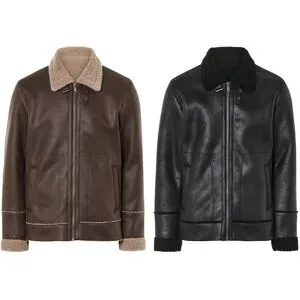 LIVERGY® Herren Bikerjacke, mit warmem Lammfellimitat