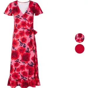 ESMARA® Damen Wickelkleid mit verspielten Volants