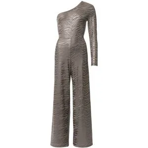 ESMARA® Damen Oneshoulder-Jumpsuit mit Metallic-Animal-Schimmereffekt