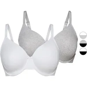 ESMARA® Damen Bügel-BHs, 2 Stück, hohen Baumwollanteil