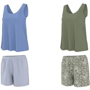 ESMARA® Damen Shorty Pyjama mit Leinen
