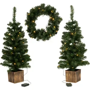 LIVARNO® LED-Weihnachtsbaum-Adventskranz-Set, 3-tlg.